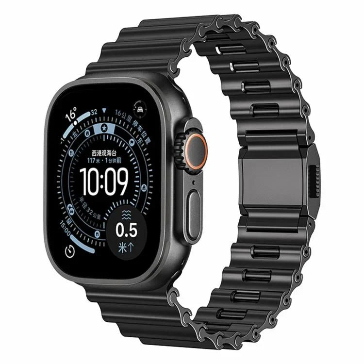 オーシャンウェーブマグネットバックル ステンレススチールウォッチバンド、Apple Watch 46mm / 49mm / 45mm / 44mm用