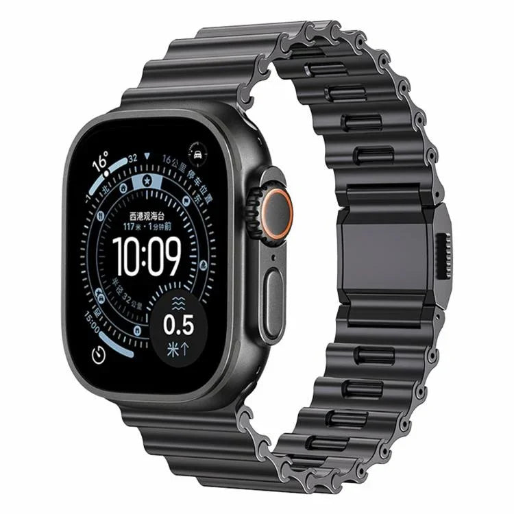 オーシャンウェーブマグネットバックル ステンレススチールウォッチバンド、Apple Watch 46mm / 49mm / 45mm / 44mm用