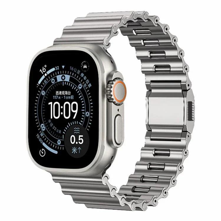 オーシャンウェーブマグネットバックル ステンレススチールウォッチバンド、Apple Watch 46mm / 49mm / 45mm / 44mm用