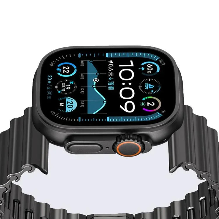 オーシャンウェーブマグネットバックル ステンレススチールウォッチバンド、Apple Watch 46mm / 49mm / 45mm / 44mm用