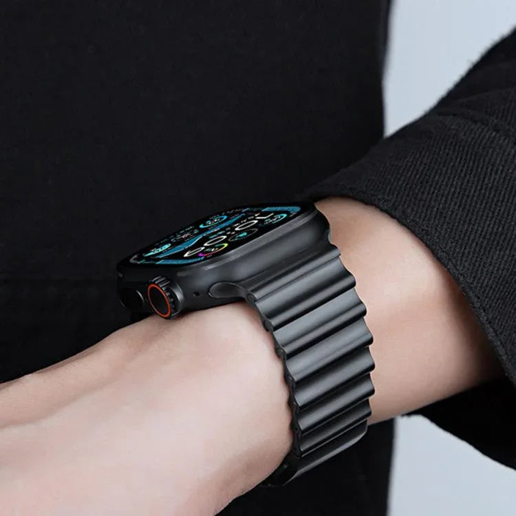 オーシャンウェーブマグネットバックル ステンレススチールウォッチバンド、Apple Watch 46mm / 49mm / 45mm / 44mm用