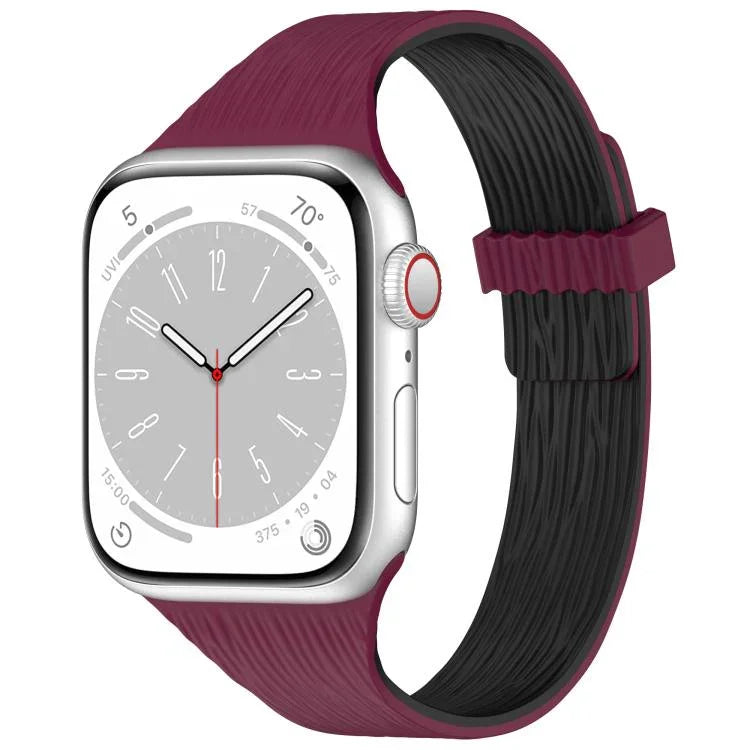 ウォーターウッドグレイン 小さなウエストマグネットシリコンウォッチバンド、Apple Watch 46mm / 49mm / 45mm / 44mm用、Apple Watch 42mm / 41mm / 40mm / 38mm用