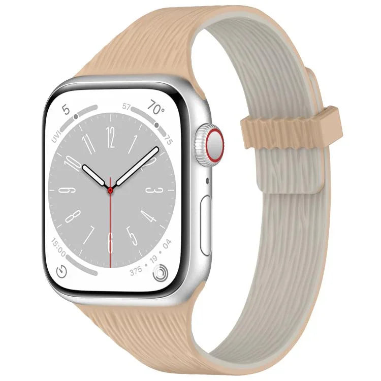 ウォーターウッドグレイン 小さなウエストマグネットシリコンウォッチバンド、Apple Watch 46mm / 49mm / 45mm / 44mm用、Apple Watch 42mm / 41mm / 40mm / 38mm用