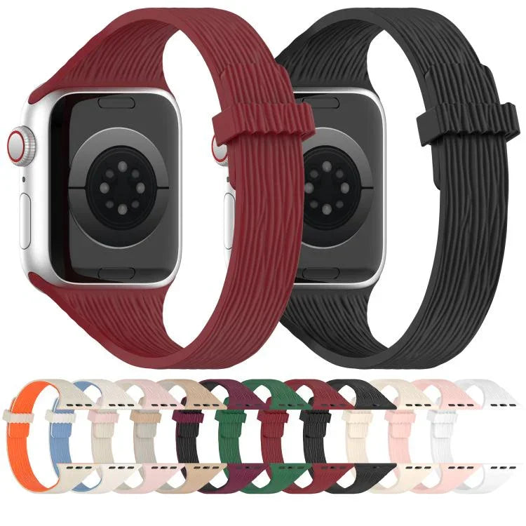 ウォーターウッドグレイン 小さなウエストマグネットシリコンウォッチバンド、Apple Watch 46mm / 49mm / 45mm / 44mm用、Apple Watch 42mm / 41mm / 40mm / 38mm用