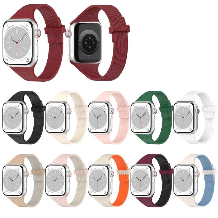 ウォーターウッドグレイン 小さなウエストマグネットシリコンウォッチバンド、Apple Watch 46mm / 49mm / 45mm / 44mm用、Apple Watch 42mm / 41mm / 40mm / 38mm用