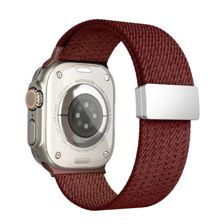 単色マグネットスナップ4本編みエラスティックナイロンウォッチバンド、Apple Watch 46mm / 49mm / 45mm / 44mm用、Apple Watch 42mm / 41mm / 40mm / 38mm用