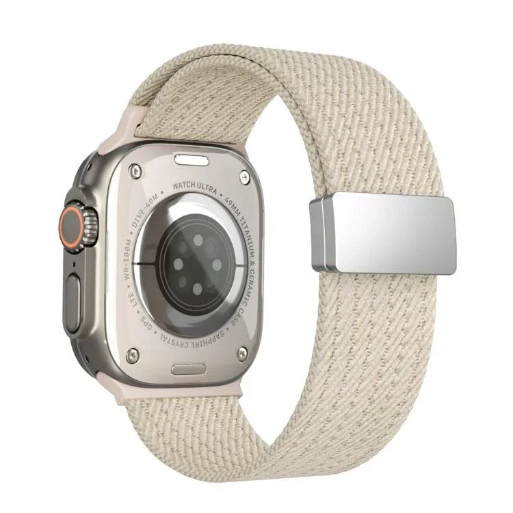 単色マグネットスナップ4本編みエラスティックナイロンウォッチバンド、Apple Watch 46mm / 49mm / 45mm / 44mm用、Apple Watch 42mm / 41mm / 40mm / 38mm用