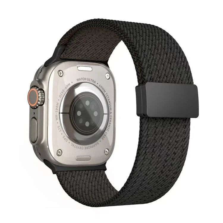 単色マグネットスナップ4本編みエラスティックナイロンウォッチバンド、Apple Watch 46mm / 49mm / 45mm / 44mm用、Apple Watch 42mm / 41mm / 40mm / 38mm用