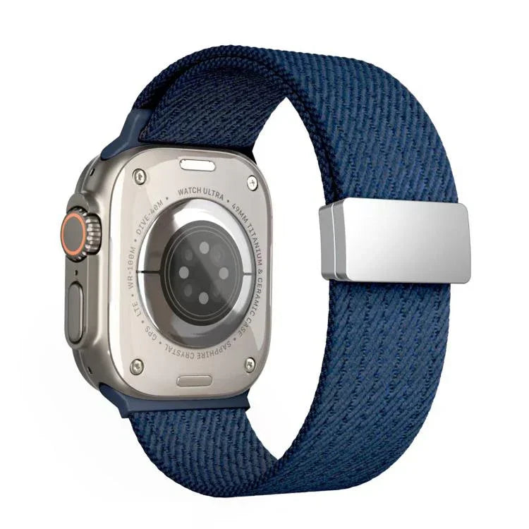単色マグネットスナップ4本編みエラスティックナイロンウォッチバンド、Apple Watch 46mm / 49mm / 45mm / 44mm用、Apple Watch 42mm / 41mm / 40mm / 38mm用