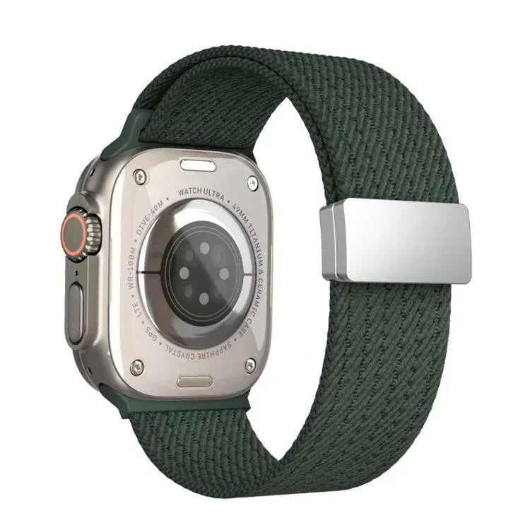 単色マグネットスナップ4本編みエラスティックナイロンウォッチバンド、Apple Watch 46mm / 49mm / 45mm / 44mm用、Apple Watch 42mm / 41mm / 40mm / 38mm用