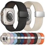 単色マグネットスナップ4本編みエラスティックナイロンウォッチバンド、Apple Watch 46mm / 49mm / 45mm / 44mm用、Apple Watch 42mm / 41mm / 40mm / 38mm用