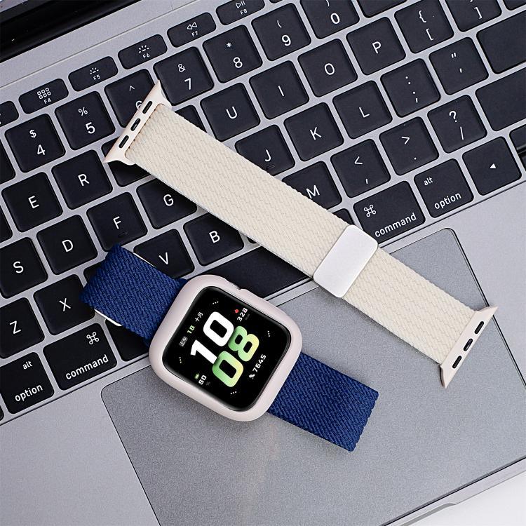 単色マグネットスナップ4本編みエラスティックナイロンウォッチバンド、Apple Watch 46mm / 49mm / 45mm / 44mm用、Apple Watch 42mm / 41mm / 40mm / 38mm用
