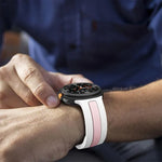 シルバーバックル縦ストライプ二色シリコンウォッチバンド、Samsung Galaxy Watch8 / Watch8 Classic用