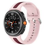 シルバーバックル縦ストライプ二色シリコンウォッチバンド、Samsung Galaxy Watch8 / Watch8 Classic用