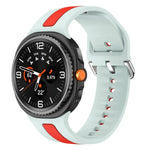 シルバーバックル縦ストライプ二色シリコンウォッチバンド、Samsung Galaxy Watch8 / Watch8 Classic用