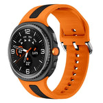 シルバーバックル縦ストライプ二色シリコンウォッチバンド、Samsung Galaxy Watch8 / Watch8 Classic用