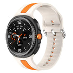 シルバーバックル縦ストライプ二色シリコンウォッチバンド、Samsung Galaxy Watch8 / Watch8 Classic用