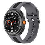 シルバーバックル縦ストライプ二色シリコンウォッチバンド、Samsung Galaxy Watch8 / Watch8 Classic用