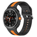 シルバーバックル縦ストライプ二色シリコンウォッチバンド、Samsung Galaxy Watch8 / Watch8 Classic用