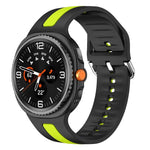 シルバーバックル縦ストライプ二色シリコンウォッチバンド、Samsung Galaxy Watch8 / Watch8 Classic用