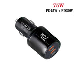 TE-P66 75W Type-C x 2 PD45W デュアルポート急速充電車載充電器、TE-P66