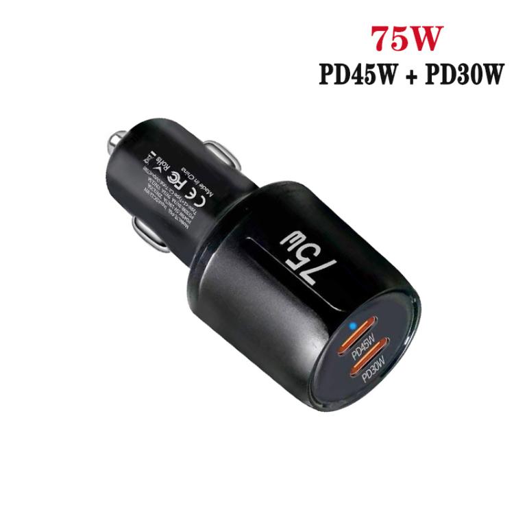 TE-P66 75W Type-C x 2 PD45W デュアルポート急速充電車載充電器、TE-P66