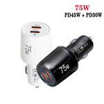 TE-P66 75W Type-C x 2 PD45W デュアルポート急速充電車載充電器、TE-P66