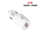 TE-P66 75W Type-C x 2 デュアルポート急速充電車載充電器 Type-C to Type-C / 8ピンデータケーブル付き、TE-P66ケーブル付き