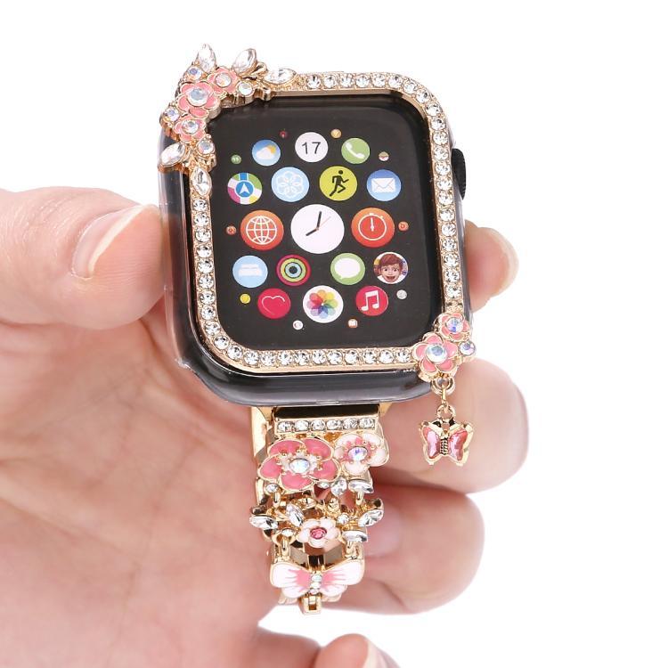 タッセルフラワー シングルダイヤモンド ホロウPCウォッチシェル、Apple Watch Series 6 / 5 / 4 & SE 44mm用、Apple Watch Series 6 / 5 / 4 & SE 40mm用、Apple Watch Series 10 / 11 46mm用、Apple Watch Series 10 / 11 42mm用、Apple Watch Series 9 / 8 / 7 44mm用