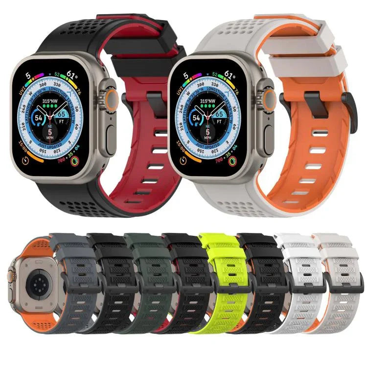 チェックデザイン 通気性シリコンウォッチバンド、Apple Watch 46mm / 49mm / 45mm / 44mm用