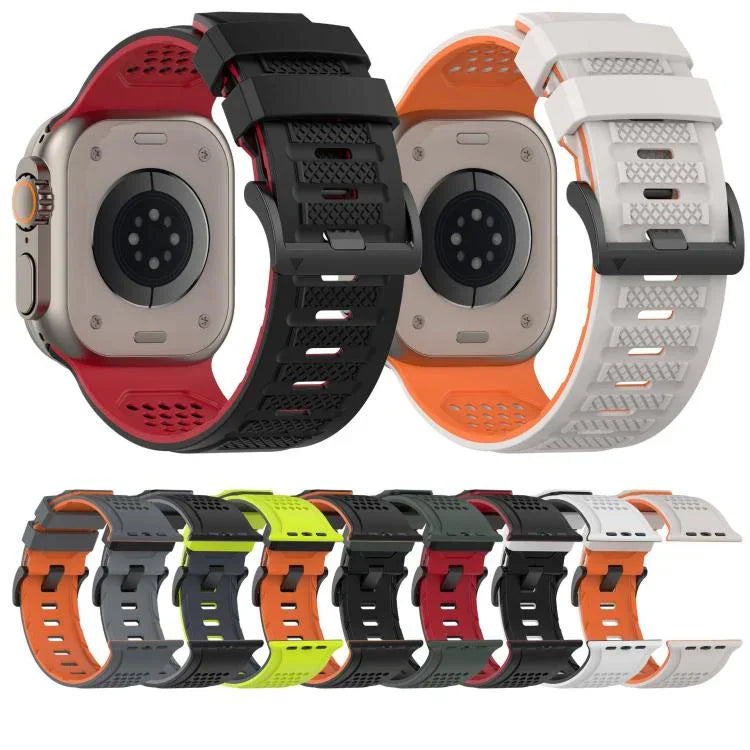チェックデザイン 通気性シリコンウォッチバンド、Apple Watch 46mm / 49mm / 45mm / 44mm用