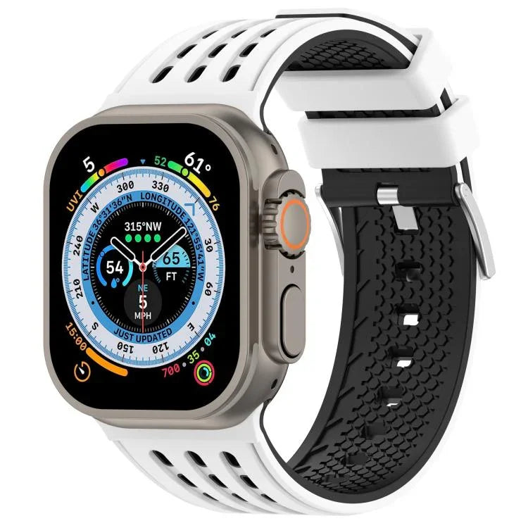 縦穴 ツートンカラー 通気性シリコンウォッチバンド、Apple Watch 46mm / 49mm / 45mm / 44mm用