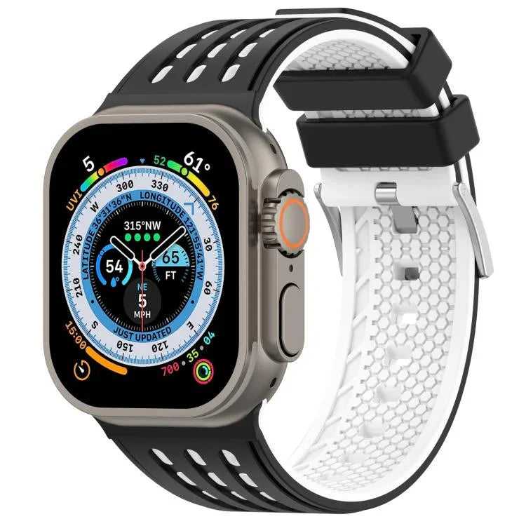縦穴 ツートンカラー 通気性シリコンウォッチバンド、Apple Watch 46mm / 49mm / 45mm / 44mm用