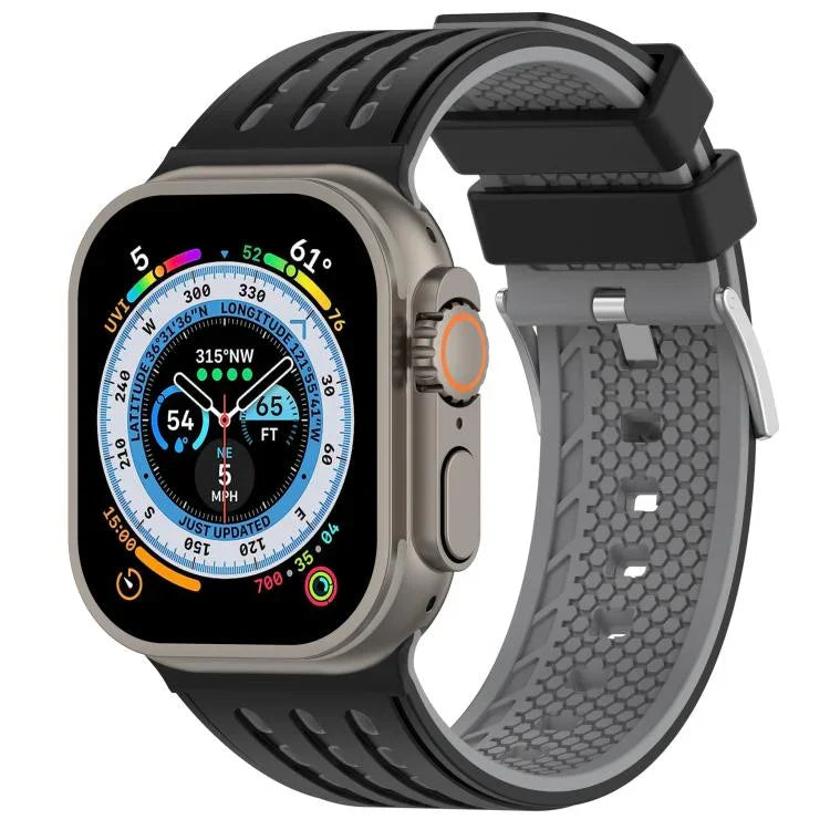 縦穴 ツートンカラー 通気性シリコンウォッチバンド、Apple Watch 46mm / 49mm / 45mm / 44mm用