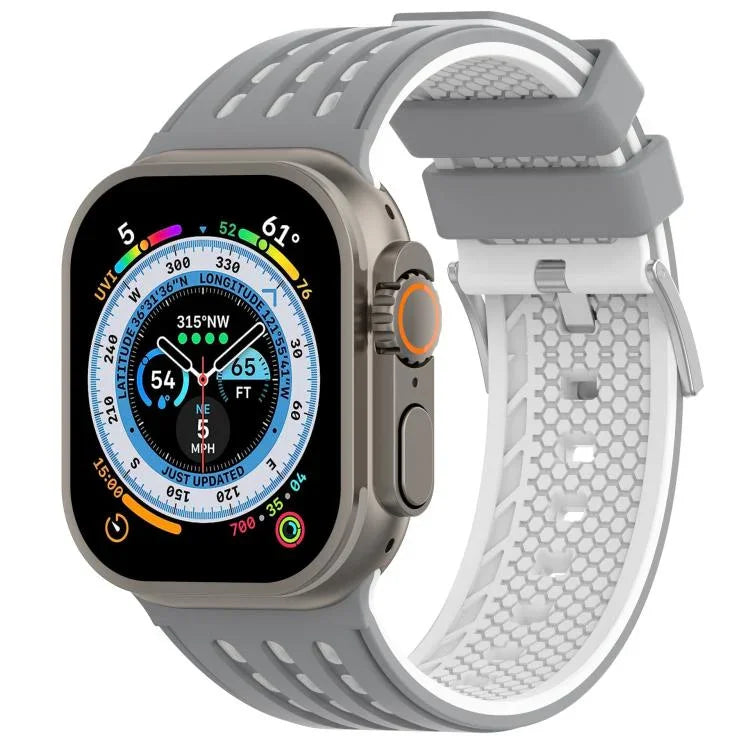 縦穴 ツートンカラー 通気性シリコンウォッチバンド、Apple Watch 46mm / 49mm / 45mm / 44mm用