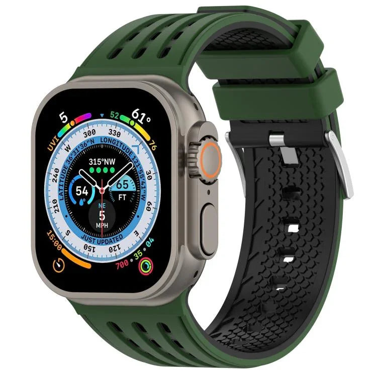縦穴 ツートンカラー 通気性シリコンウォッチバンド、Apple Watch 46mm / 49mm / 45mm / 44mm用