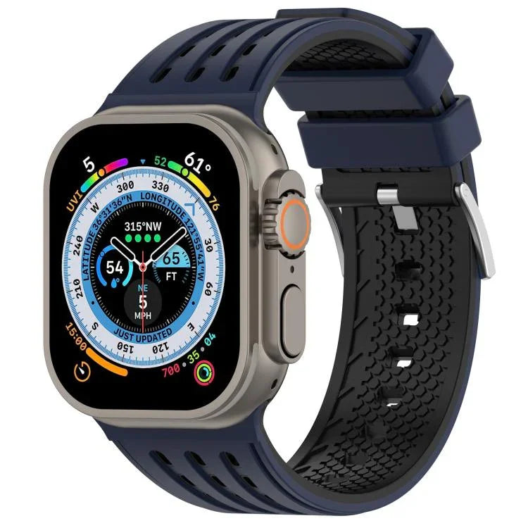 縦穴 ツートンカラー 通気性シリコンウォッチバンド、Apple Watch 46mm / 49mm / 45mm / 44mm用