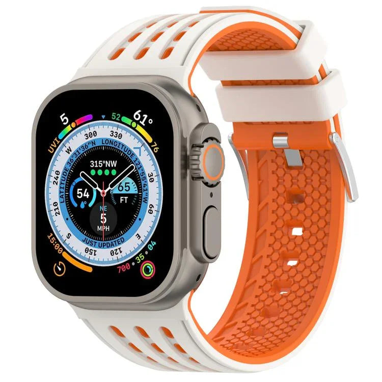 縦穴 ツートンカラー 通気性シリコンウォッチバンド、Apple Watch 46mm / 49mm / 45mm / 44mm用