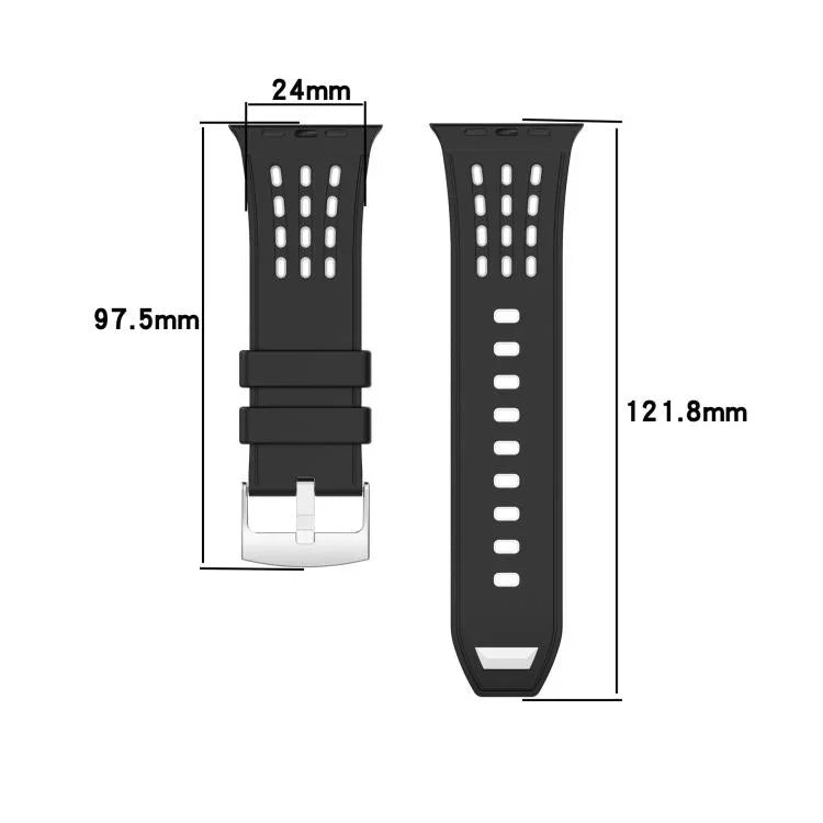 縦穴 ツートンカラー 通気性シリコンウォッチバンド、Apple Watch 46mm / 49mm / 45mm / 44mm用