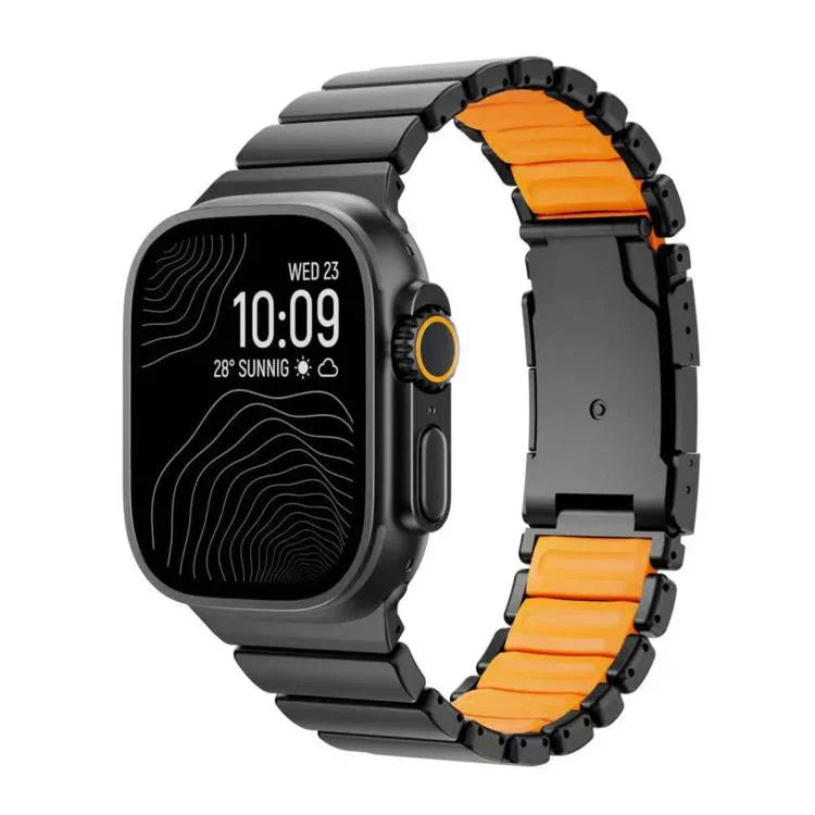 タートルバックル ツートンカラー チタンメタルシリコンウォッチバンド、Apple Watch 46mm / 49mm / 45mm / 44mm用