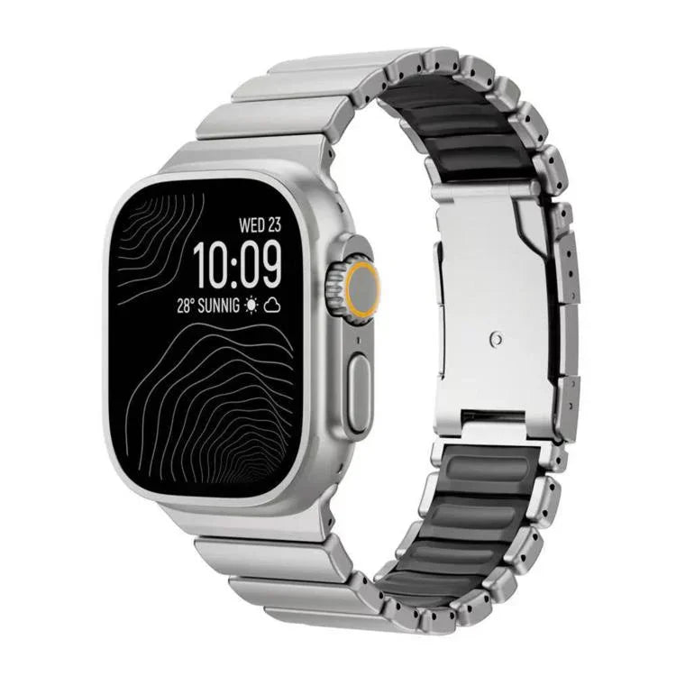 タートルバックル ツートンカラー チタンメタルシリコンウォッチバンド、Apple Watch 46mm / 49mm / 45mm / 44mm用