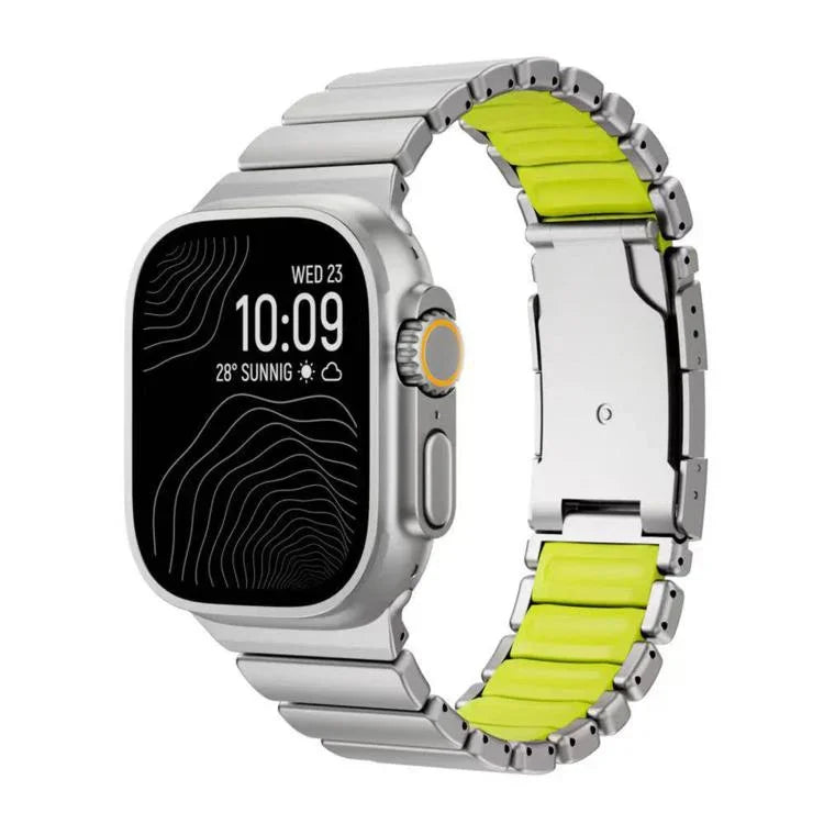 タートルバックル ツートンカラー チタンメタルシリコンウォッチバンド、Apple Watch 46mm / 49mm / 45mm / 44mm用