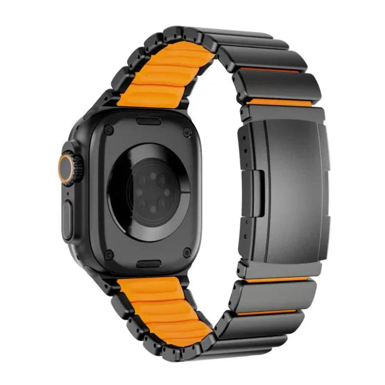 タートルバックル ツートンカラー チタンメタルシリコンウォッチバンド、Apple Watch 46mm / 49mm / 45mm / 44mm用