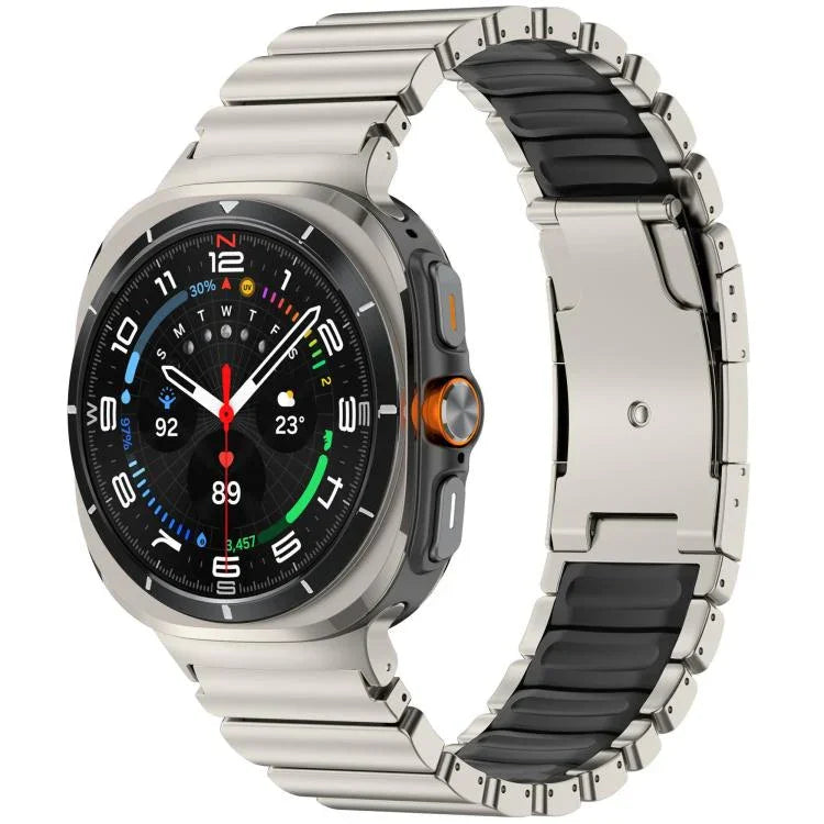 タートルバックル二色チタンメタルシリコンウォッチバンド、Samsung Galaxy Watch8 / 8 Classic用