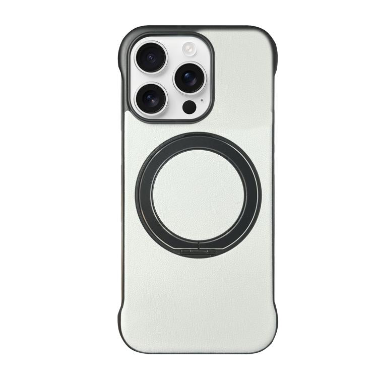 Frameless Leather-Skin PC MagSafe Holder Phone Case, For iPhone 17 Pro Max, For iPhone 17 Pro, For iPhone 17, For iPhone Air, For iPhone 16 Pro Max, For iPhone 16 Pro