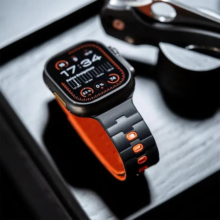 馬柄エンボス シングルピン磁気シリコンウォッチバンド、Apple Watch 46mm / 49mm / 45mm / 44mm用