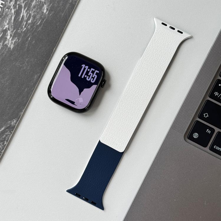 ツートーンライチテクスチャー 磁気シリコンウォッチバンド、Apple Watch 46mm / 49mm / 45mm / 44mm用、Apple Watch 42mm / 41mm / 40mm / 38mm用