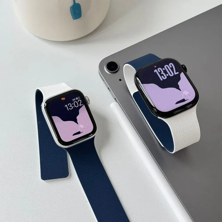 ツートーンライチテクスチャー 磁気シリコンウォッチバンド、Apple Watch 46mm / 49mm / 45mm / 44mm用、Apple Watch 42mm / 41mm / 40mm / 38mm用