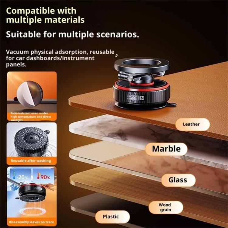 X66 720-Degree Triple-Axis Rotation Folding Magnetic Car Vacuum Suction Cup Phone Holder, X66 (White), X66 (Black)