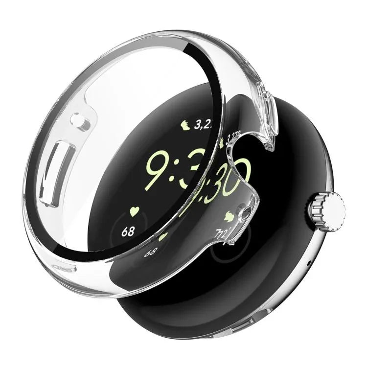ENKAY Hat-Prince フルカバーテンパードガラスフィルム 一体型PCウォッチカバー、Google Pixel Watch 4 45mm用、Google Pixel Watch 4 41mm用